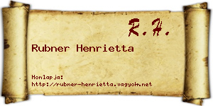 Rubner Henrietta névjegykártya